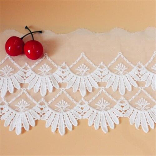 2Yds/lot 14cm wide Handmade paper white cotton double-layer embroidery bud silk lace Clothes sewing trimming materials AC536