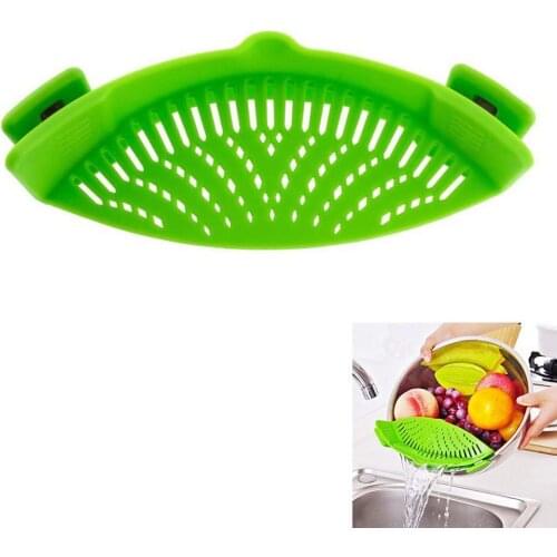 Silicone Pasta Strainer Snap on Clip on Rubber Cooking Strainer Gadget Heat Resistant Easy Kitchen Storage