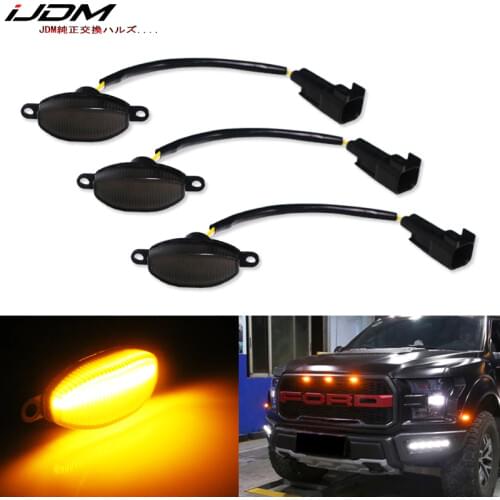 IJMD (3) Truck 4x4 grille Lamps White/Amber yellow LED For 2010-2014 and 2017-up Ford Raptor grille Lamps parking driving light