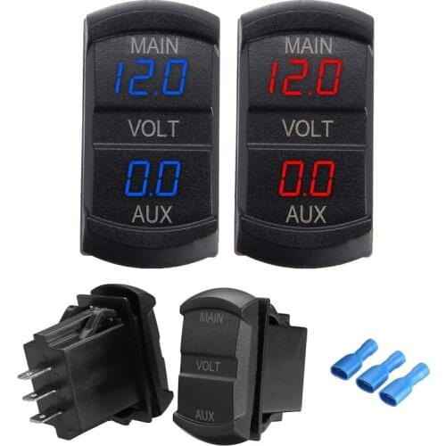 LED DC 10-60V Dual Voltmeter Gauge Voltage Panel Meter Display DC12v