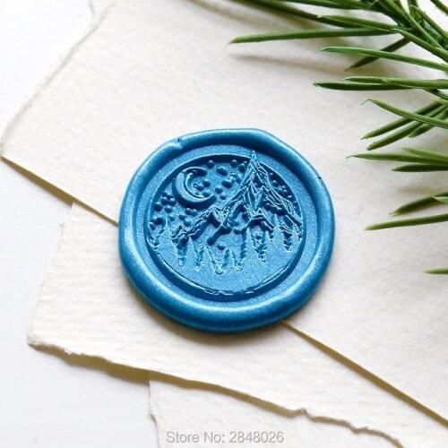 Mountains and moon Wax Seal Stamp,wedding gift,moon wood wax stamp,party seal,party decor