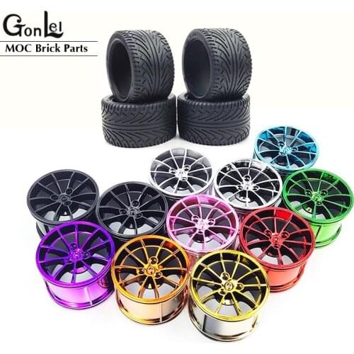 2Pcs/Lot High-Tech Wheel Decool 3368 20001 Car Tyre 81.6*44mm ZR 23799+23800 Fit For 42056 MOC Building Block Brick Car DIY Toys