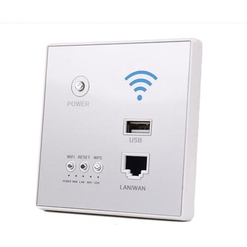 300Mbps Wireless Router Power AP Relay Intelligent Wireless WIFI Repeater Extender Wall Embedded 2.4GHz Router Panel with USB