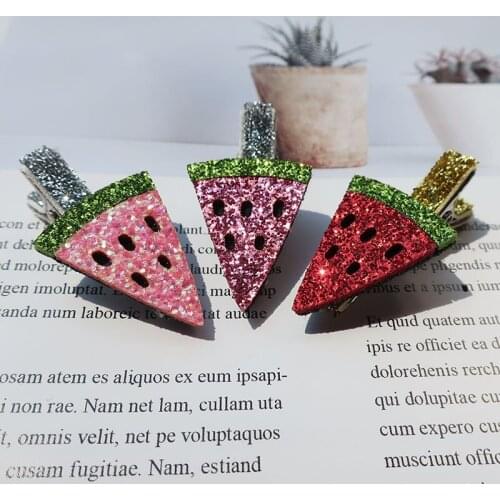 Boutique 15pcs Fashion Cute Glitter Watermelon Hairpins Solid Kawaii Fruits Hair Clips Princess Headwear Hair Accessories