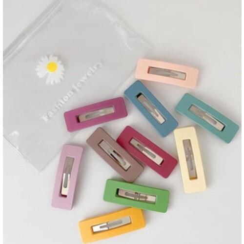 8PCs/10PCs Candy Color Hair Clip Girls Grapefruit Makaron Hairpins Solid Color Geometric Women Barrette Hairgrips Baby BB Clips