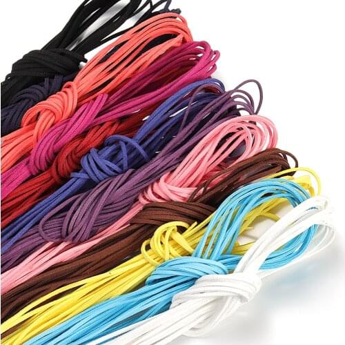 10pcs Multicolor Flat Faux Suede Braided Cord Velvet Leather Thread String Rope For DIY Jewelry Making Handmade Craft Supplies
