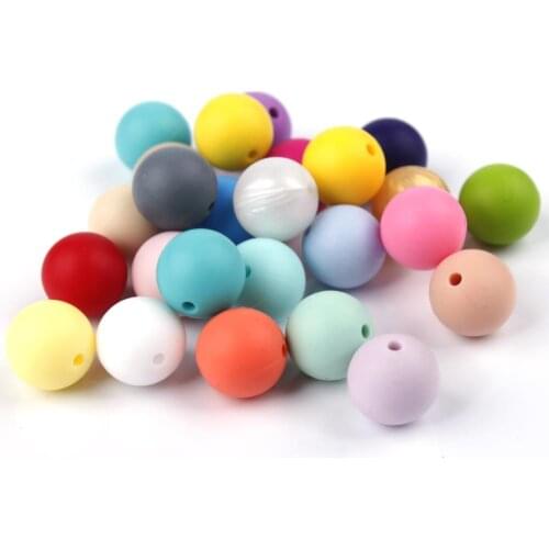 20pc Silicone Beads 15mm Round Bead Bpa Free Diy Silicone Baby Teether Necklace Bracelet Chain Food Grade Teething Beads