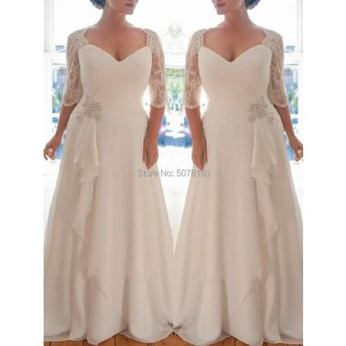 4 Hot sale Square Half-sleeves natural A-line Floor-length chiffon Mother Dresses/Formal Gowns pleat&beaded zipper free shipping