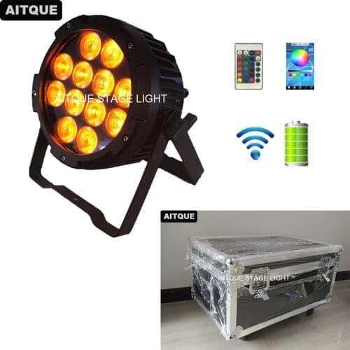 4pcs Party outdoor lighting batteries powered wireless outdoor spotlight 12x15w 6in1 battery outdoor par waterproof led case