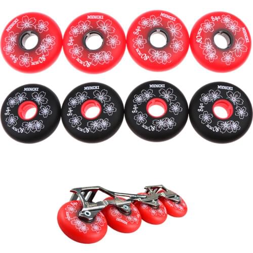 4 Pieces Inline Roller Hockey Fitness Skate Replacement Wheel 84A 72mm/76mm/80mm