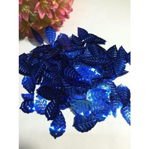 50g/lot Leaf Sequins 13*24mm PVC Sewing DIY Garment Accessory Leaves With 2 Holes Dark Blue Confetti