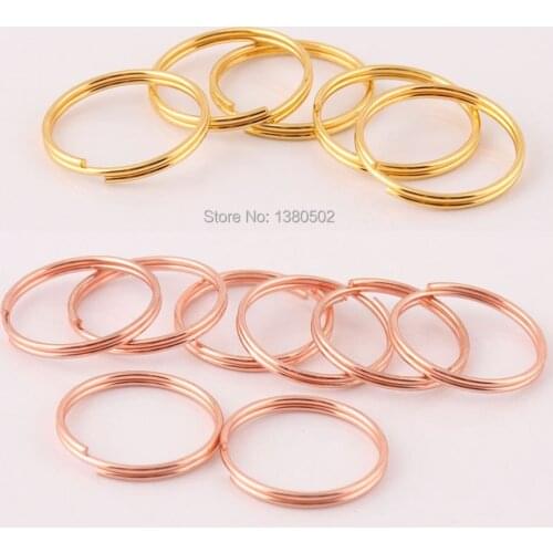 500PCS 16mm Gold and Rose Gold color Metal Split Ring key ring Round Shape key chain for Snap Hook