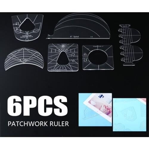 6Pcs Quilting Patchwork Ruler Transparent Sewing Acrylic Template Gauge Embroidery Quilting Tracing Board DIY Patchwork Tool