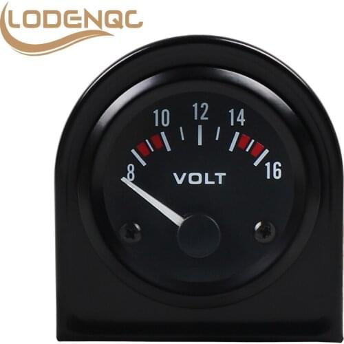 Lodenqc Car Meter Racing Meter Volt Meter 2" 52mm Universal 8-16 Volts Meter White Led Volt Gauge
