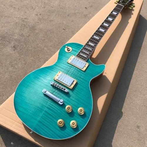 Free delivery, tiger maple top guitar, blue electric guitar, rosewood fingerboard, Color can be customized