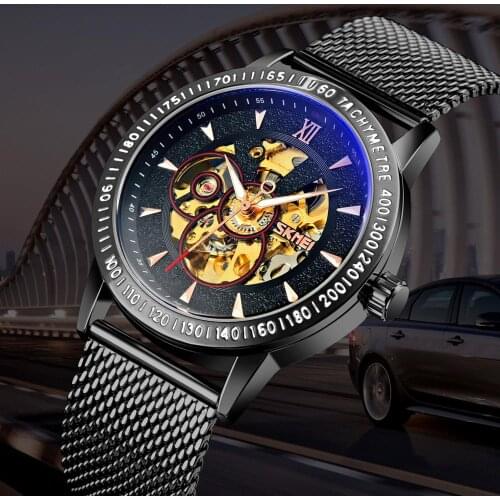 Skmei Luxury Mechanical Watch Men Watch Automatic Watches Man Quartz Stainless Steel Waterproof Clock Hollow-carved Design New