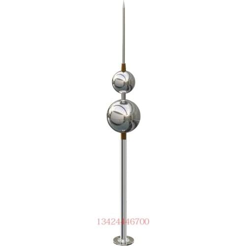 Double spherical advance discharge lightning rod building air termination 304 stainless steel lightning rod 1-6m high