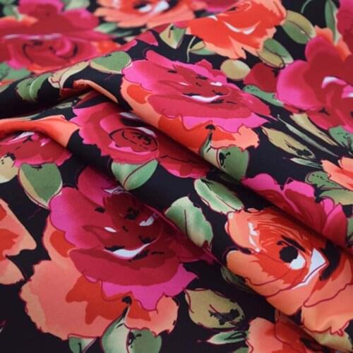2021 KPOP Black bottom rose twill cotton fabric for dress tissu african bazin riche tissus telas por metro patchwork DIY