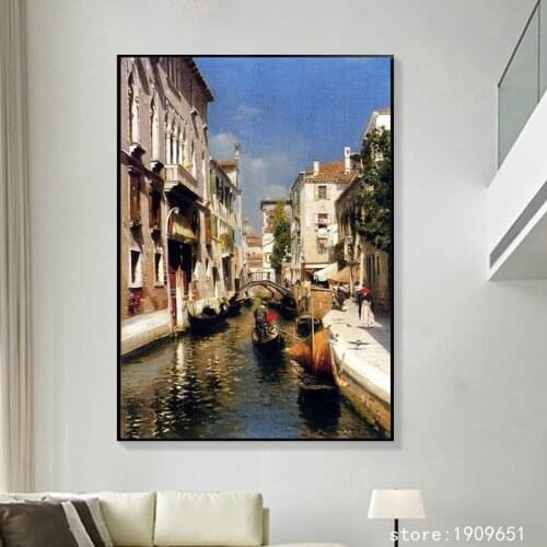 Cotton no frame Mediterranean Venice water city landscape canvas printings oil painting printed on cotton art decoration picture