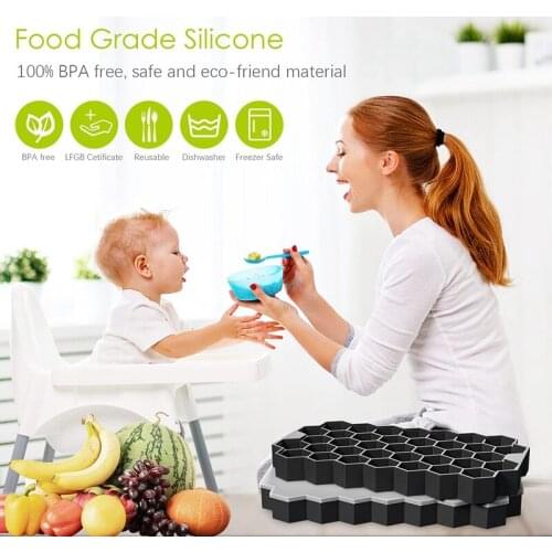 MLGB Silicone Ice Square Tray Pack of 3 Ice Ball Mould with Lid BPA-Free Ice Square Tray 37 Compartments Easy to Remove