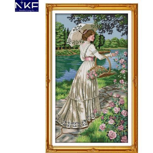 NKF Picking flowers needle craft Chinese cross stitch charts counted stamped Christmas cross stitch kits for home decoration