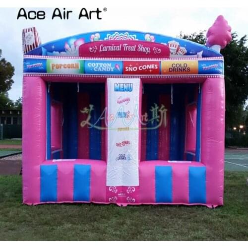2020 new designed inflatable childrens day carnival treat shop,concession stands with two stalls for cotton candy/cold drink
