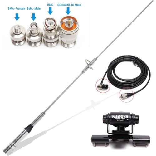 NAGOYA NL-770S VHF/UHF 144/430MHz Dual Band 2.15/3.0dBi 150W High Gain Amateur Car Radio Mobile Radio SL16/UHF-J/M Type Silver