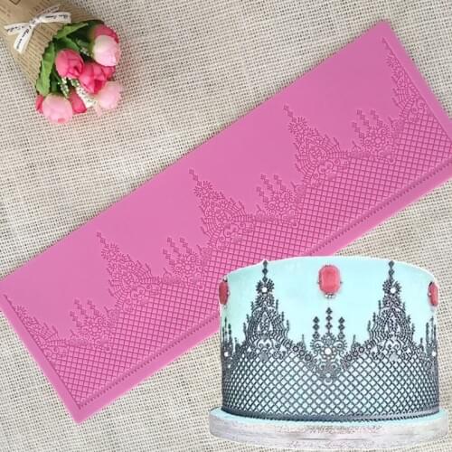 Newest! Crown lace lace silicone mold cake around the edge of the decoration fondant wedding cake printing embossing mold