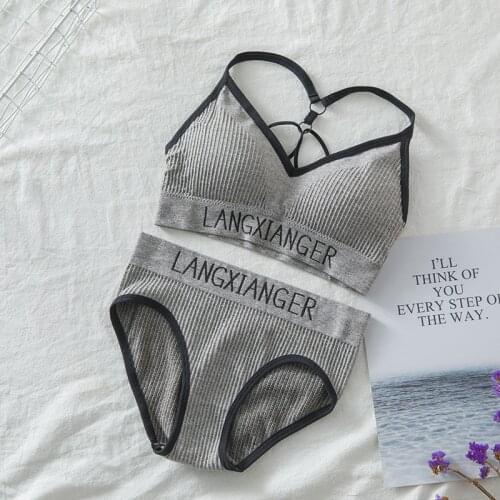 New deep V-shaped beauty back tube top new thread one-piece no steel ring letter one-piece underwear set gather no steel ring