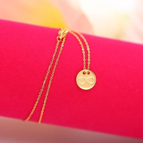 New Engraved Mobius band necklace Gold chain Stainless Steel round pendant nameplate necklace Endless possibilities Necklace