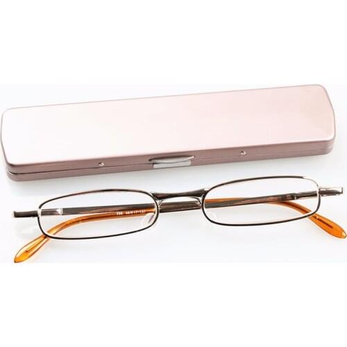 Alloy Reading Glasses Women Men Presbyopic Hyperopia Eyewear Mini Reader Glasses with Case +1.0 1.5 2.0 2.5 3.0 3.5 4.0 Unisex
