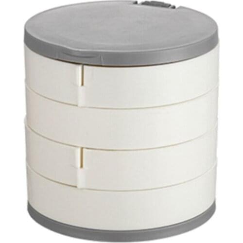 Jewelry Organizer Case with Mirror 4 Layers 360 Degree Rotating Storage Box Necklace Bracelet Ring Earring Display Tray