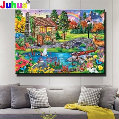 Landscape Deer 3d Diy diamond painting Full square/round diamond embroidery 5D rhinestone mosaic diamond inlaid pattern Wallpape