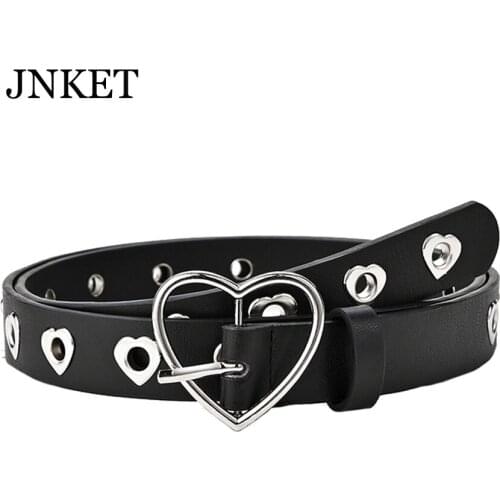 JNKET New Fashion Women Peach Heart Belt PU Leather Belt Pin Buckle Waist Belt Leisure Cinturon Jeans Waistband