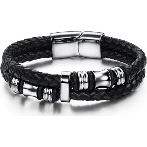 Simple silicone mens titanium steel trend punk rock bracelet fashion Korean mens jewelry