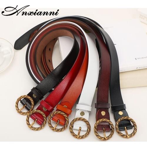 Female deduction gold buckle jeans wild belts for women fashion students simple Circle Pin Buckles Belt Ladies Strap