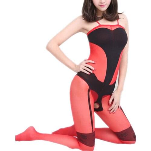 Sexy lingerie Teddies Bodysuits costumes hot Exotic red Siamese transparent stockings jacquard stockings hose sexy underwear