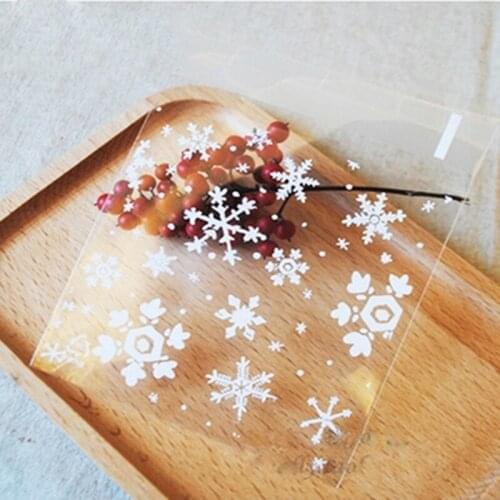 10x10+3cm 50pcs Snowflake OPP Self-adhesive Self-adhesive Biscuit Cake Food Baking Package Bag Festive Party Supplies