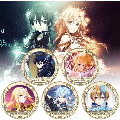 Japan Anime Sword Art Online Collect Coin Cosplay Badge Kirito Asuna Fancy Gift