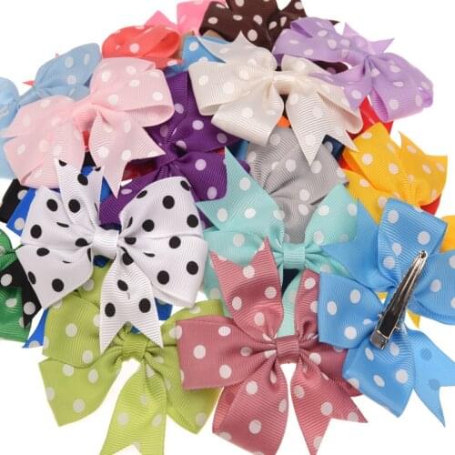 15pcs Spot Dot Grossgrain Ribbon Bow 8cm Swallow tail Bowknot Fashion HairBow Sweet Hair Clip Hair Accessories Barrette Hairpin