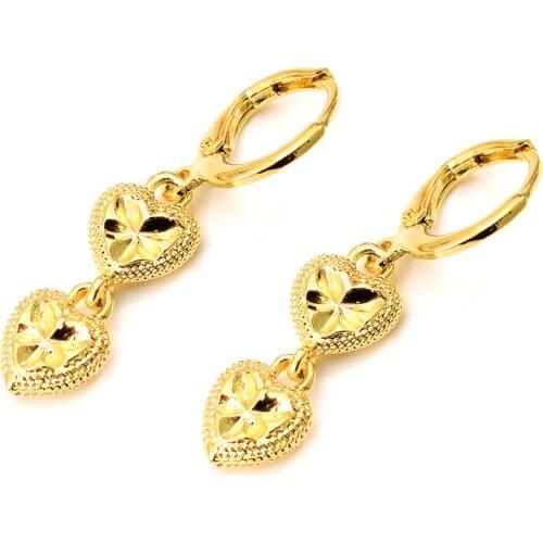 Bangrui Heart Earring For Girls/Ladies Birthday Gift Trendy Gold Color Engagement /Wedding Bands Promise Earring