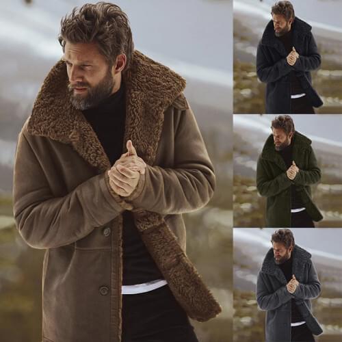 Winter Men Coat Fashion Brand Clothing Fleece Lined Thick Warm Woolen Overcoat Male Wool Blend Mens Coat Plus Size Presale