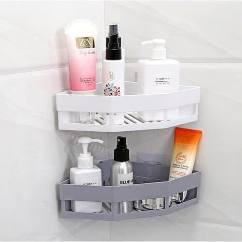 1Pc Multifunction Suction Cup Corner Shower Shelf Bathroom Shampoo Shower Shelf Holder Kitchen Storage Rack Organizer 3 Colors