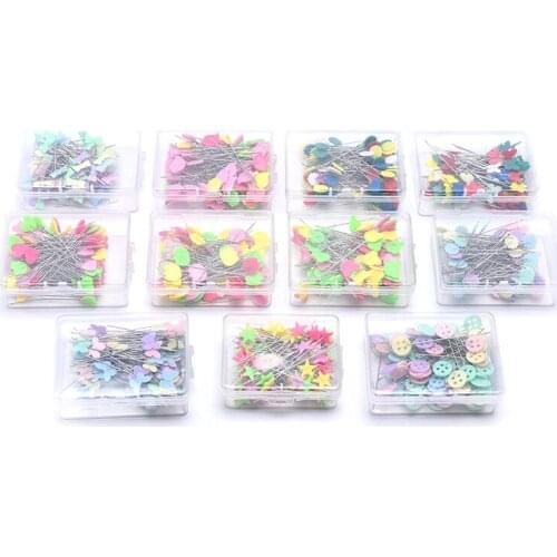 100Pcs/BOXES Mixed Colors Sewing Patchwork Pins Flower Head Pins Sewing Tool Needle Arts Fixed needle