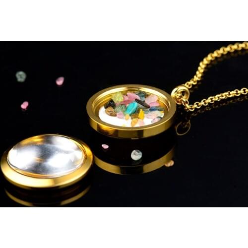 2pcs/lot 24 k gold plated stainless steel blank photo locket pendant Memory Keepsake Open Locket Necklace