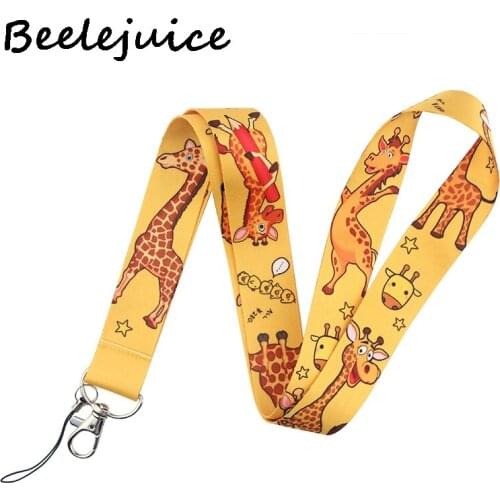 24pcs Giraffe animals Keychain Lanyards Id Badge Holder ID Card Pass Gym Mobile Phone Badge Holder Key Strap webbings ribbons