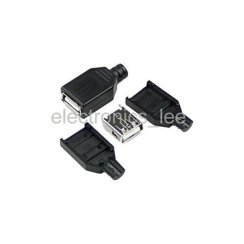100pcs Type A Female USB 4 Pin Plug Socket Connector&Plastic Cover