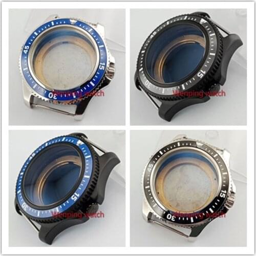 44MM BLIGER 316L Stainless Steel Watch Case Black Ceramic Bezel Fit ETA 2836 MIYOTA 8215 821A DG2813 Automatic Movement