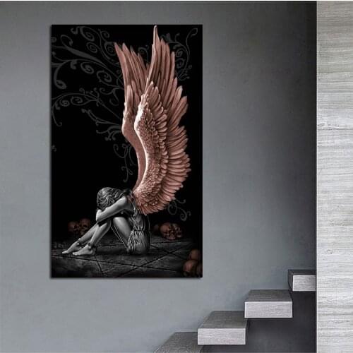 Angels and Demons Canvas Painting No Frame Gray Character Poster and Prints Wall Art Picture for Living Room Home Decoration