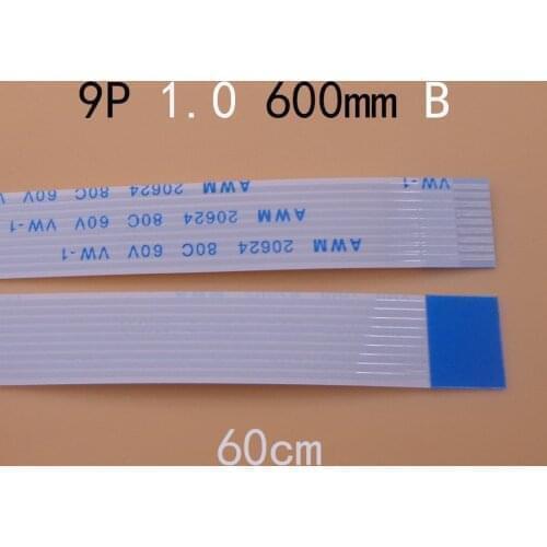 Type-B FFC FPC flat flexible cable 1.0mm pitch 9 pin 9PIN Reverse Length 600mm 60cm Ribbon Flex Cable